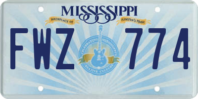 MS license plate FWZ774