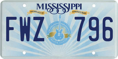 MS license plate FWZ796