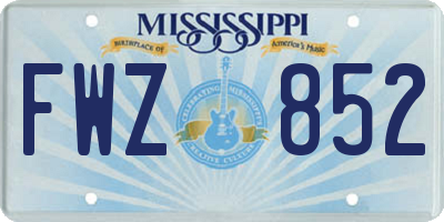 MS license plate FWZ852
