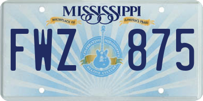 MS license plate FWZ875