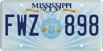 MS license plate FWZ898