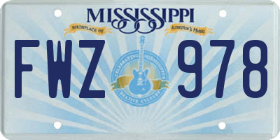MS license plate FWZ978
