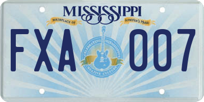 MS license plate FXA007