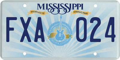 MS license plate FXA024
