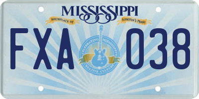 MS license plate FXA038