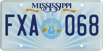 MS license plate FXA068