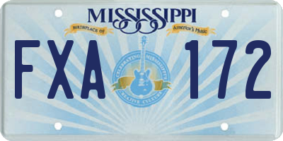 MS license plate FXA172