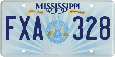 MS license plate FXA328