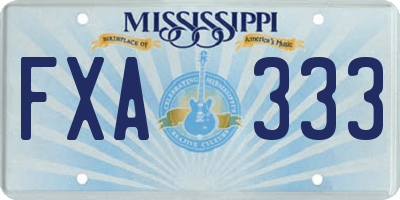 MS license plate FXA333
