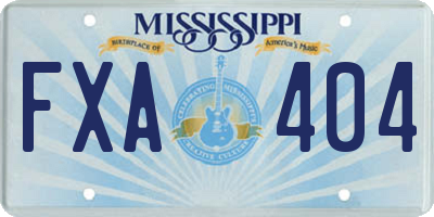 MS license plate FXA404