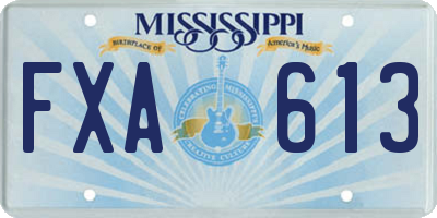 MS license plate FXA613