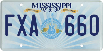 MS license plate FXA660