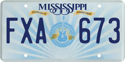 MS license plate FXA673