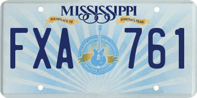 MS license plate FXA761