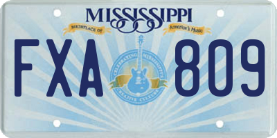 MS license plate FXA809