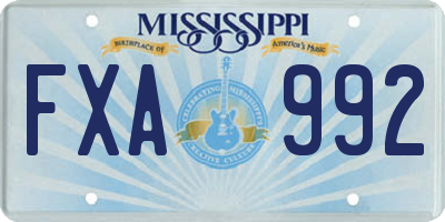 MS license plate FXA992