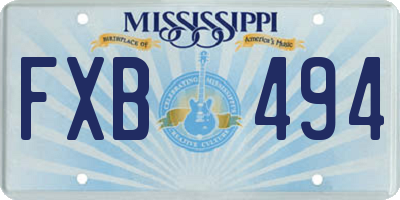MS license plate FXB494