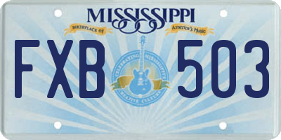 MS license plate FXB503