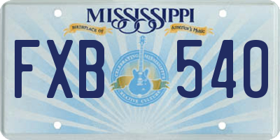 MS license plate FXB540