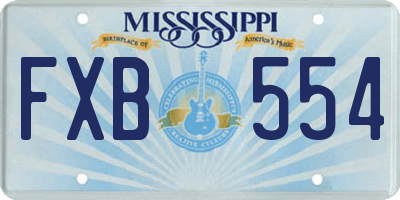 MS license plate FXB554