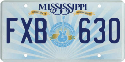 MS license plate FXB630