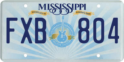 MS license plate FXB804
