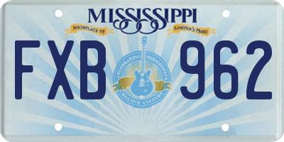 MS license plate FXB962