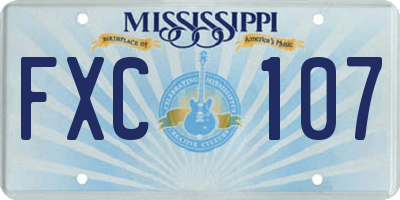 MS license plate FXC107