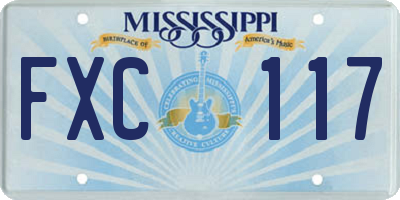 MS license plate FXC117