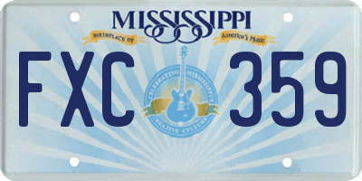MS license plate FXC359