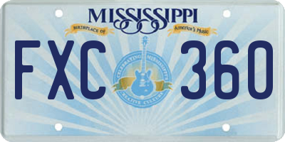 MS license plate FXC360