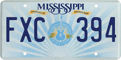 MS license plate FXC394