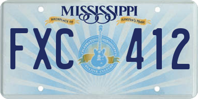 MS license plate FXC412