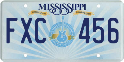 MS license plate FXC456