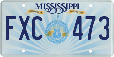 MS license plate FXC473
