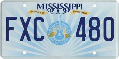 MS license plate FXC480
