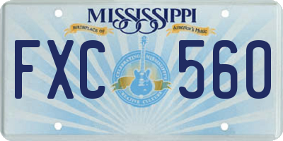 MS license plate FXC560