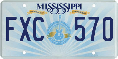 MS license plate FXC570