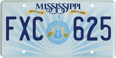 MS license plate FXC625
