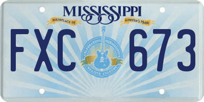 MS license plate FXC673