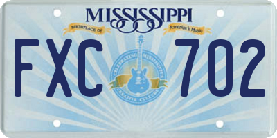MS license plate FXC702