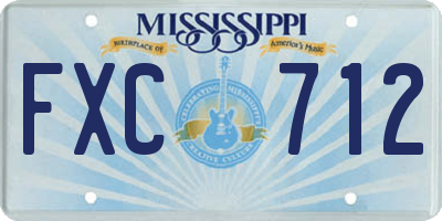 MS license plate FXC712