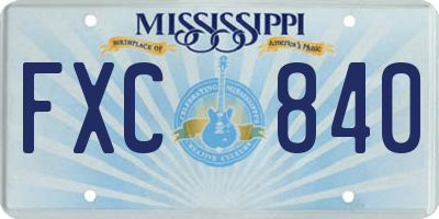 MS license plate FXC840