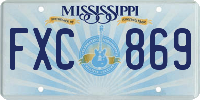 MS license plate FXC869