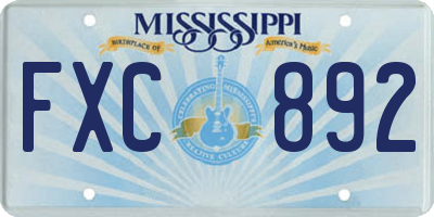MS license plate FXC892
