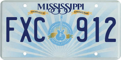 MS license plate FXC912