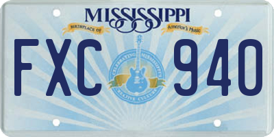 MS license plate FXC940