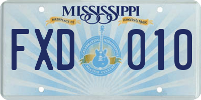 MS license plate FXD010