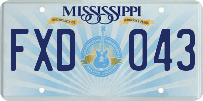 MS license plate FXD043