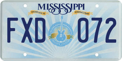 MS license plate FXD072